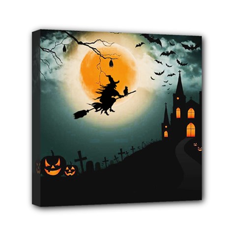 Halloween Landscape Mini Canvas 6  X 6  by ValentinaDesign