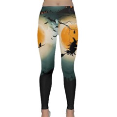 Halloween Landscape Classic Yoga Leggings by ValentinaDesign