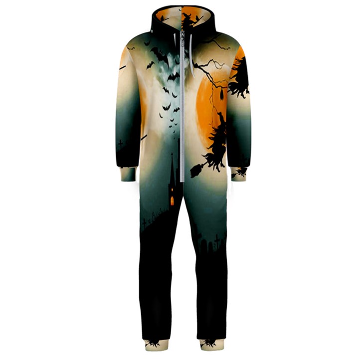 Halloween landscape Hooded Jumpsuit (Men) 