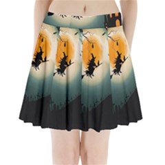 Halloween Landscape Pleated Mini Skirt by ValentinaDesign