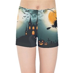 Halloween Landscape Kids Sports Shorts by ValentinaDesign