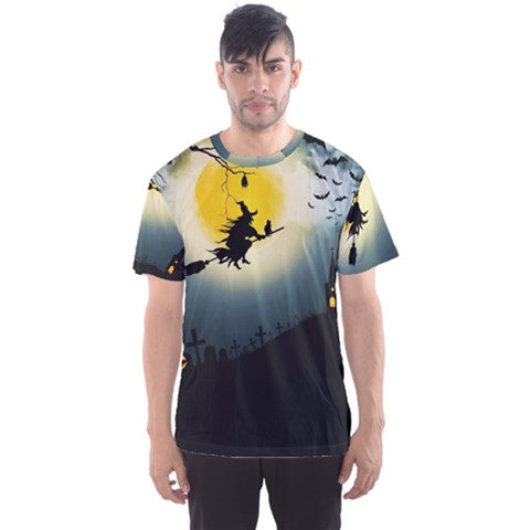 Halloween Landscape Men s Sports Mesh Tee by ValentinaDesign