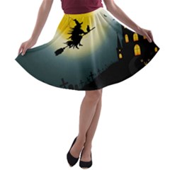 Halloween Landscape A-line Skater Skirt by ValentinaDesign