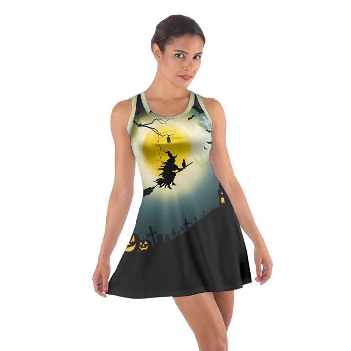 Halloween landscape Cotton Racerback Dress