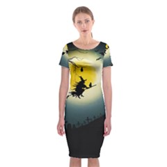 Halloween Landscape Classic Short Sleeve Midi Dress by ValentinaDesign