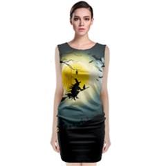 Halloween Landscape Sleeveless Velvet Midi Dress by ValentinaDesign