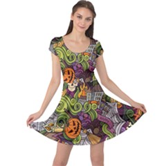 Halloween Pattern Cap Sleeve Dress by ValentinaDesign