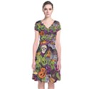 Halloween pattern Short Sleeve Front Wrap Dress View1