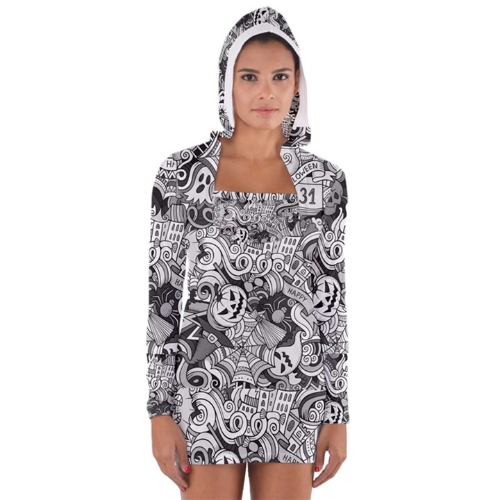 Halloween pattern Long Sleeve Hooded T-shirt