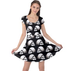 Halloween Skull Pattern Cap Sleeve Dress by ValentinaDesign