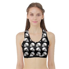 Halloween Skull Pattern Sports Bra With Border by ValentinaDesign