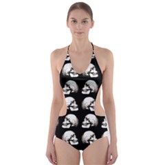 Halloween Skull Pattern Cut-out One Piece Swimsuit by ValentinaDesign