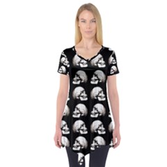 Halloween Skull Pattern Short Sleeve Tunic  by ValentinaDesign