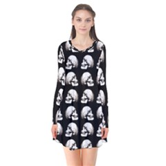 Halloween Skull Pattern Flare Dress by ValentinaDesign