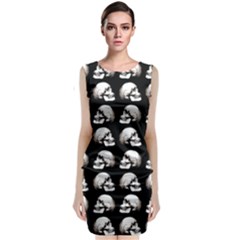 Halloween Skull Pattern Sleeveless Velvet Midi Dress by ValentinaDesign