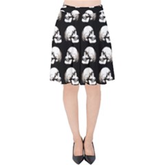 Halloween Skull Pattern Velvet High Waist Skirt by ValentinaDesign