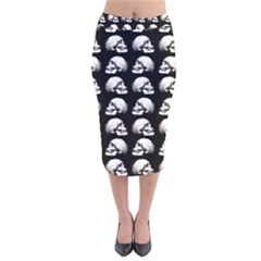 Halloween Skull Pattern Velvet Midi Pencil Skirt by ValentinaDesign