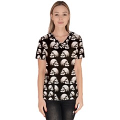 Halloween Skull Pattern Scrub Top by ValentinaDesign