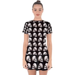 Halloween Skull Pattern Drop Hem Mini Chiffon Dress by ValentinaDesign