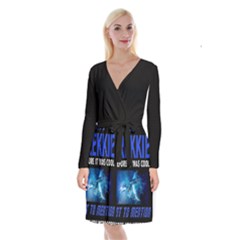 Black Star Trek Tee Long Sleeve Velvet Front Wrap Dress