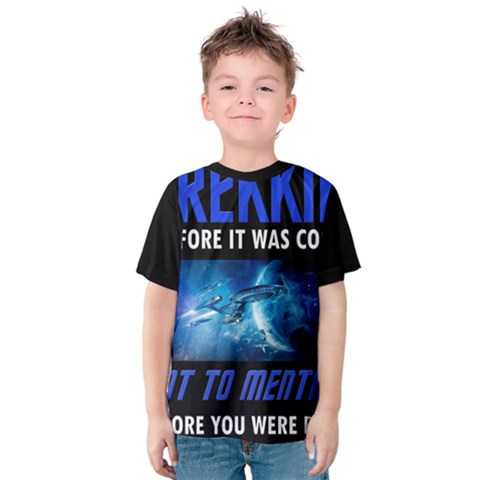 Black Star Trek Tee Kids  Cotton Tee by GlamourG33k