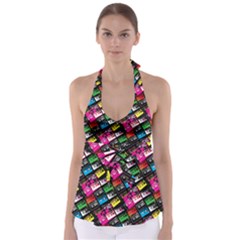 Pattern Colorfulcassettes Icreate Babydoll Tankini Top by iCreate