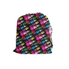 Pattern Colorfulcassettes Icreate Drawstring Pouches (large)  by iCreate