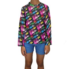 Pattern Colorfulcassettes Icreate Kids  Long Sleeve Swimwear by iCreate