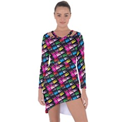 Pattern Colorfulcassettes Icreate Asymmetric Cut-out Shift Dress by iCreate