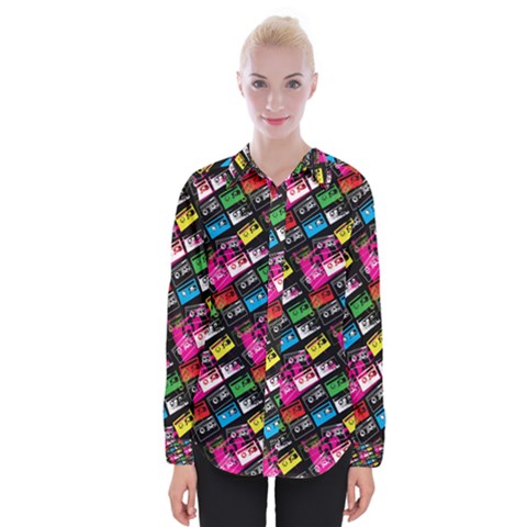 Pattern Colorfulcassettes Icreate Womens Long Sleeve Shirt by iCreate