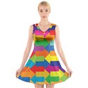 Arrow Rainbow Orange Blue Yellow Red Purple Green V-Neck Sleeveless Skater Dress View1