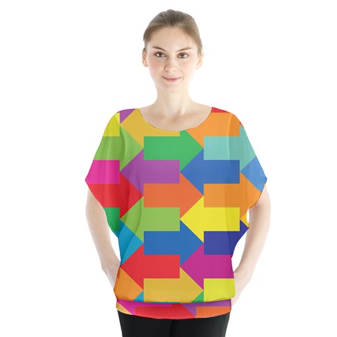 Arrow Rainbow Orange Blue Yellow Red Purple Green Blouse by Mariart