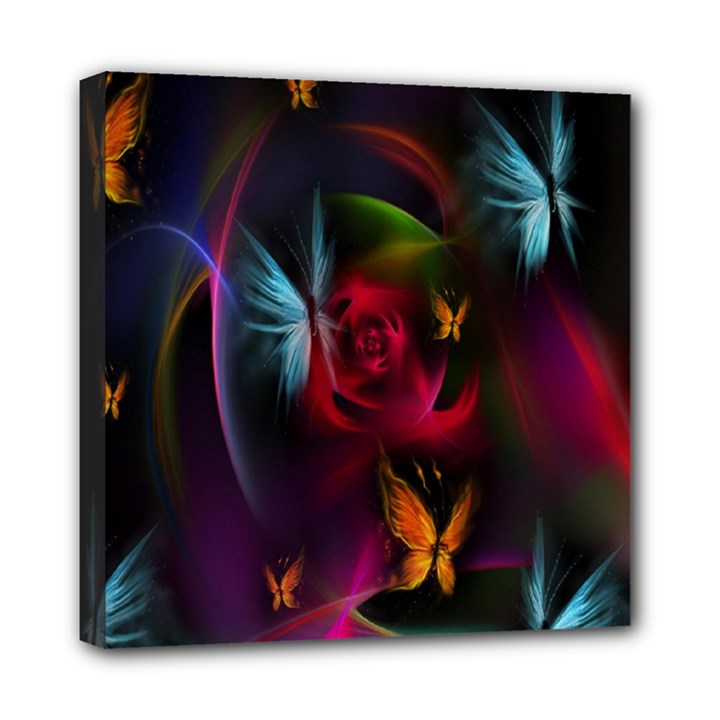 Beautiful Butterflies Rainbow Space Mini Canvas 8  x 8 