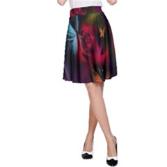 Beautiful Butterflies Rainbow Space A-line Skirt by Mariart