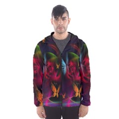 Beautiful Butterflies Rainbow Space Hooded Wind Breaker (men)