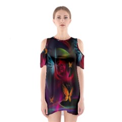 Beautiful Butterflies Rainbow Space Shoulder Cutout One Piece