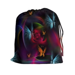 Beautiful Butterflies Rainbow Space Drawstring Pouches (xxl) by Mariart