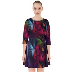 Beautiful Butterflies Rainbow Space Smock Dress