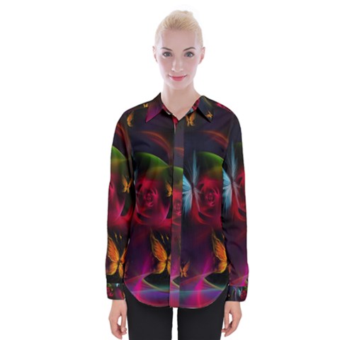 Beautiful Butterflies Rainbow Space Womens Long Sleeve Shirt by Mariart