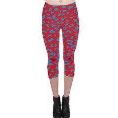 Blue Red Space Galaxy Capri Leggings 