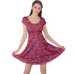 Blue Red Space Galaxy Cap Sleeve Dress