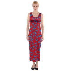 Blue Red Space Galaxy Fitted Maxi Dress by Mariart