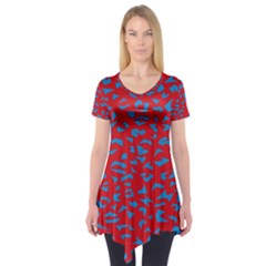 Blue Red Space Galaxy Short Sleeve Tunic 