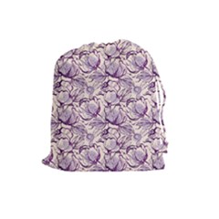 Vegetable Cabbage Purple Flower Drawstring Pouches (large) 