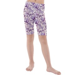 Vegetable Cabbage Purple Flower Kids  Mid Length Swim Shorts