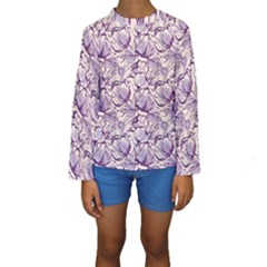 Vegetable Cabbage Purple Flower Kids  Long Sleeve Swimwear by Mariart