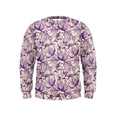 Vegetable Cabbage Purple Flower Kids  Sweatshirt by Mariart