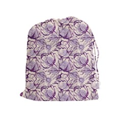 Vegetable Cabbage Purple Flower Drawstring Pouches (extra Large)