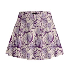 Vegetable Cabbage Purple Flower Mini Flare Skirt