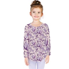 Vegetable Cabbage Purple Flower Kids  Long Sleeve Tee